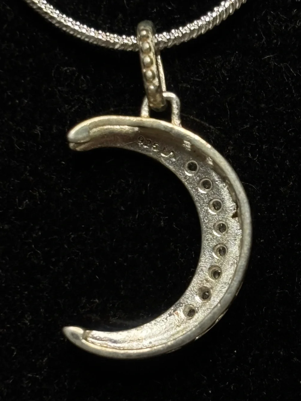 Sterling Silver Crescent Moon Pendant on 20in Sterling Chain #5999